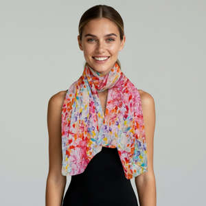 Rainbow Petals Abstract Multicolour Cotton Modal Designer Scarf – Artistic Wat&hellip;