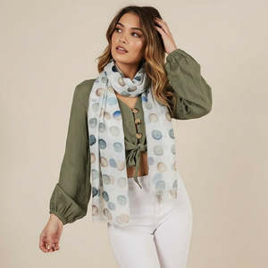 Abstract Polka Dot Multicolor Scarf – Pure Linen Designer Wrap | Modern Geometric Print