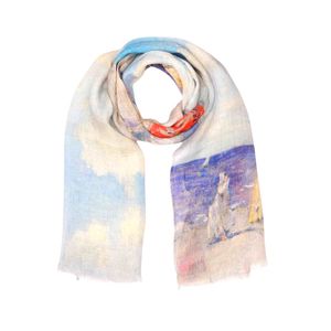 Coastal Seaside Umbrella Scarf – Pure Linen Designer Wrap | Impressionist Ocea&hellip;