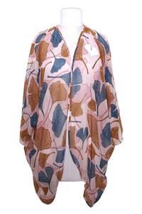 Kimonos: Gingko Leaves Pink Navy Mustard Modal Kimono
