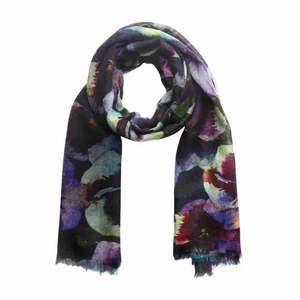 Pansies Print Merino Wool Designer Scarf