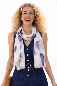 Feather Drift Merino Wool  Scarf – Watercolour Print