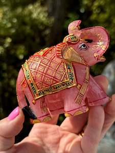 Rose Quartz Elephant, Hand Painted