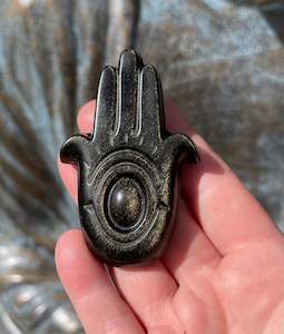 Golden Sheen Obsidian Hamsa