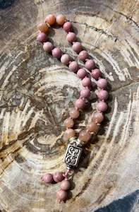 Malas: Pocket Mālā with Rhodonite and Sunstone