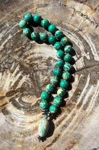 Pocket Mālā with Sea Sediment Jasper and Turquoise