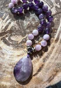 Malas: Pocket Mālā with Amethyst and Kunzite Beads