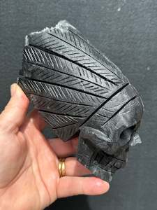 Skulls: Druzy Quartz Skull on black Matrix