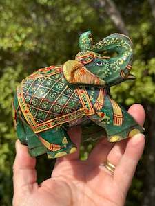 Green Aventurine Elephant, Hand Painted