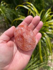 Sale: Red Fire Quartz Palm Stone