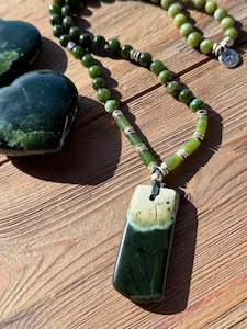 Mālā, Half Mālā with New Zealand Pounamu-Greenstone Pendant and Canadian Nep&hellip;