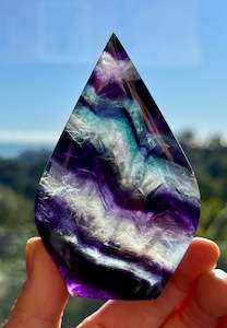 Rainbow Fluorite carved Flame 10