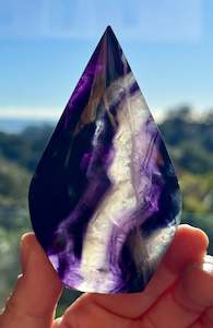 Rainbow Fluorite carved Flame 5