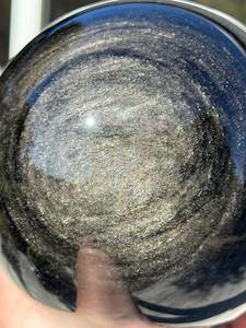 Obsidian: Golden Silver Sheen Obsidian Sphere, Large