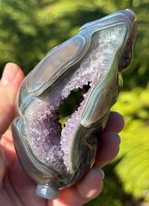 Agate & Amethyst Geode Rabbit – Hand-Carved, One of a Kind