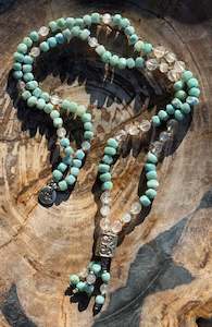 Larimar, Rose Quartz & Moonstone Mala – Divine Feminine Energy, Heart Healing &hellip;