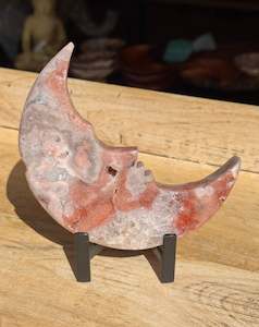 Pink Amethyst carved Face in the Crescent Moon - Rare Druze