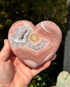 Pink Amethyst carved  Heart - Rare Druze