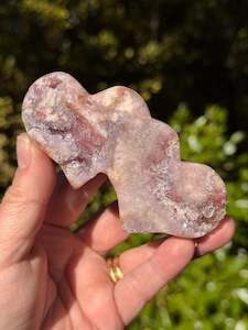 Pink Amethyst Druzy Double Heart