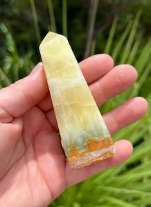 Lemon and Banded Green Calcite Calcite Obelisk