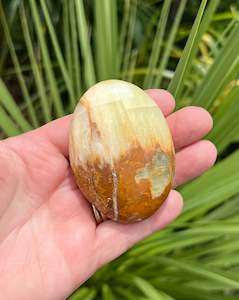 Lemon and Banded Green Calcite Calcite Palm Stone