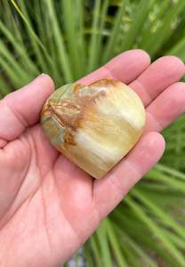Lemon and Banded Green Calcite Calcite Heart