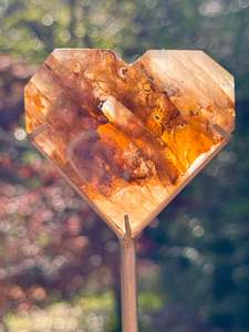 Heart: Golden Healer and Girasol Quartz Faceted Heart on a stand
