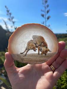 Animal Carvings: Agate Slice Painted