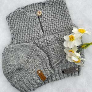 Baby Clothes: "Phoenix" hand knit merino baby vest set