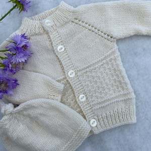 Gift Sets: "Kinzie" patterned merino baby cardigan