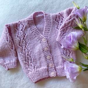 Cardigan: "Pixie" merino baby cardigan (3-6m)