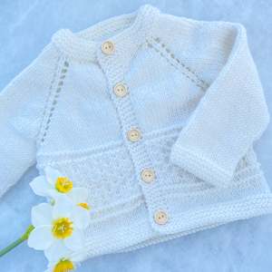 Cardigans: "Kinzie" patterned merino baby cardigan