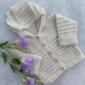 Outerwear: "Stripes" Luxury Handknit Merino Baby Hoodie