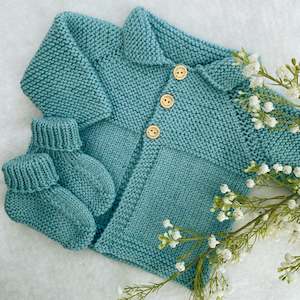 Gift Sets: "Willow" merino baby cardigan and bootie set