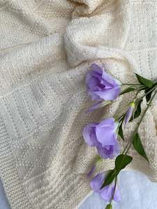 Blankets: "Daisy" hand knit merino baby cot blanket