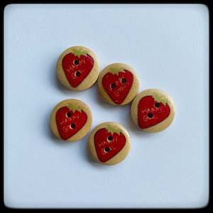 Buttons And Tags: "Strawberry" wooden baby buttons