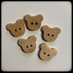 Buttons And Tags: 13mmx18mm Wooden Teddy Bear Buttons