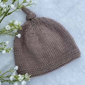 Baby Headwear: Top-knot merino baby beanie