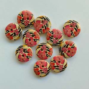 Buttons And Tags: "Pink blossoms" wooden baby buttons