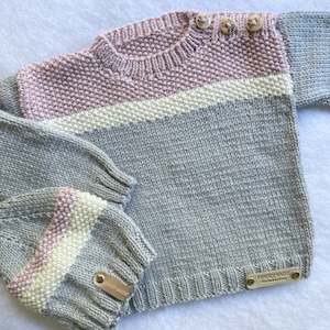 Gift Sets: "Aspen" hand knit merino sweater and hat set