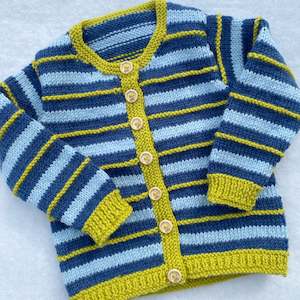Cardigans: "Sunday" striped merino baby cardigan
