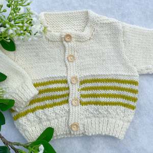 Outerwear: "Eden" striped merino baby cardigan (0-3m)