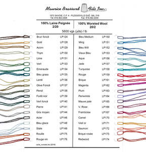 MB Colour Card - 20/2 100% Worsted Wool