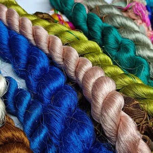 Recycled Silk: Colourful Sari Silk Thrumbs -  30 to 50gm per thrumb - lucky dip by colour choice