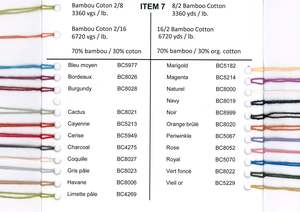 Maurice Brassard Weaving Yarns: MB Colour Card - Cotton Slub/70% Bamboo - 30% Cotton