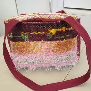 Naness Handmade Originals: Bespoke handbag - Saori style Burgundy's and Pinks