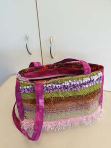 Bespoke handbag - Saori style Raspberry