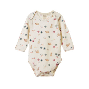 Merino Clothing: Nature Baby - Merino L/S Bodysuit - Country Bunny