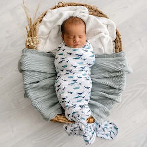 Mod + Tod - Stretchy Swaddle - Whales Tales
