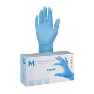 Gloves: Nitrile Blue Examination Gloves Powder Free Pack of 100